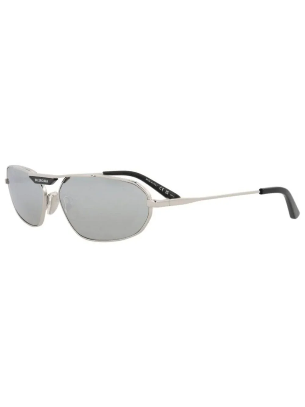 New Balenciaga Mens Shield/Wrap Silver Silver Silver Fashion Designer Sunglasses